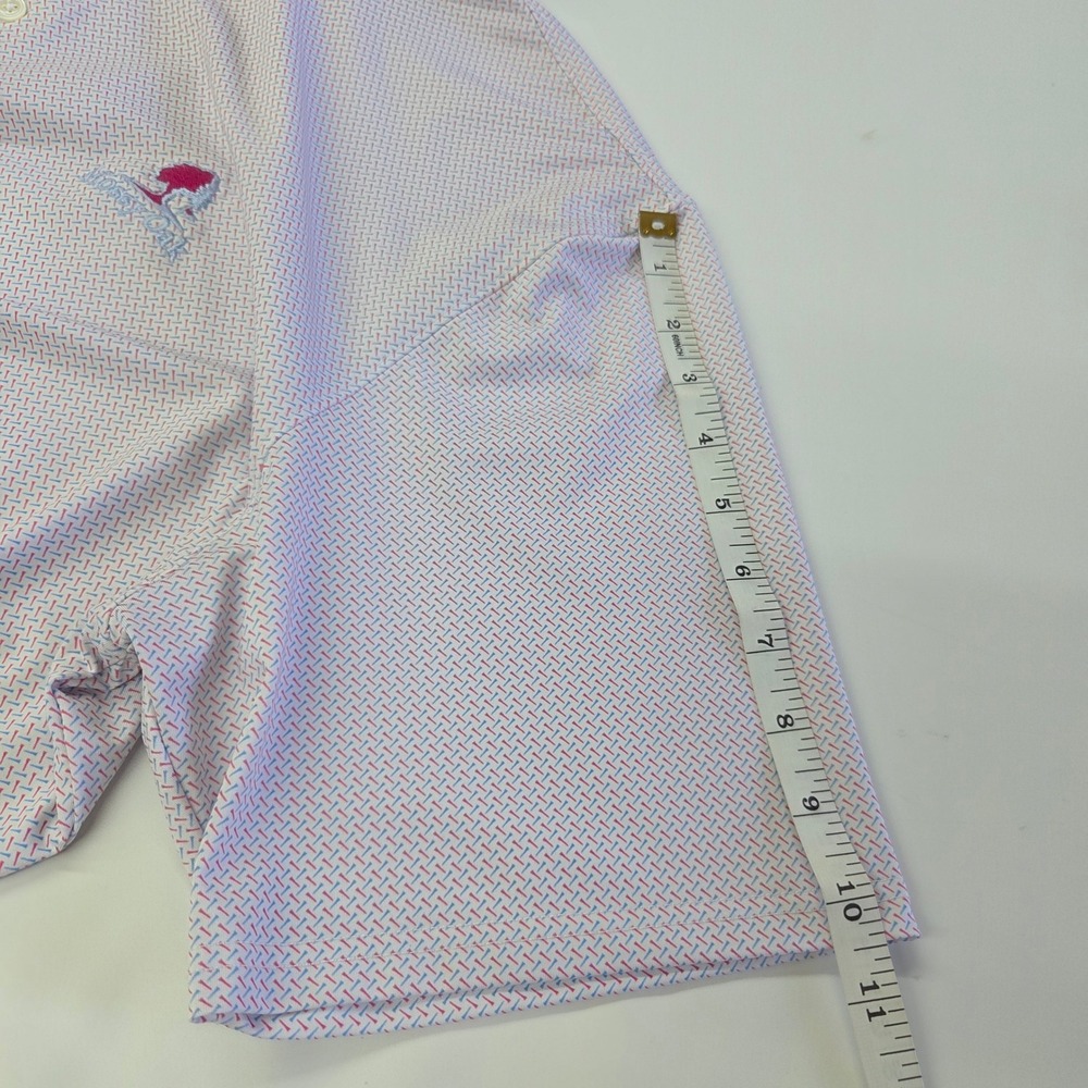Holderness & Bourne Men XL The Demaret Golf Polo Shirt White Pink Blue Mossy Oak - Picture 8 of 9